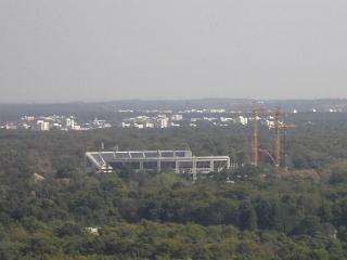 Der Neubau des neuen Waldstadions in Frankfurt / Main.  Von oben